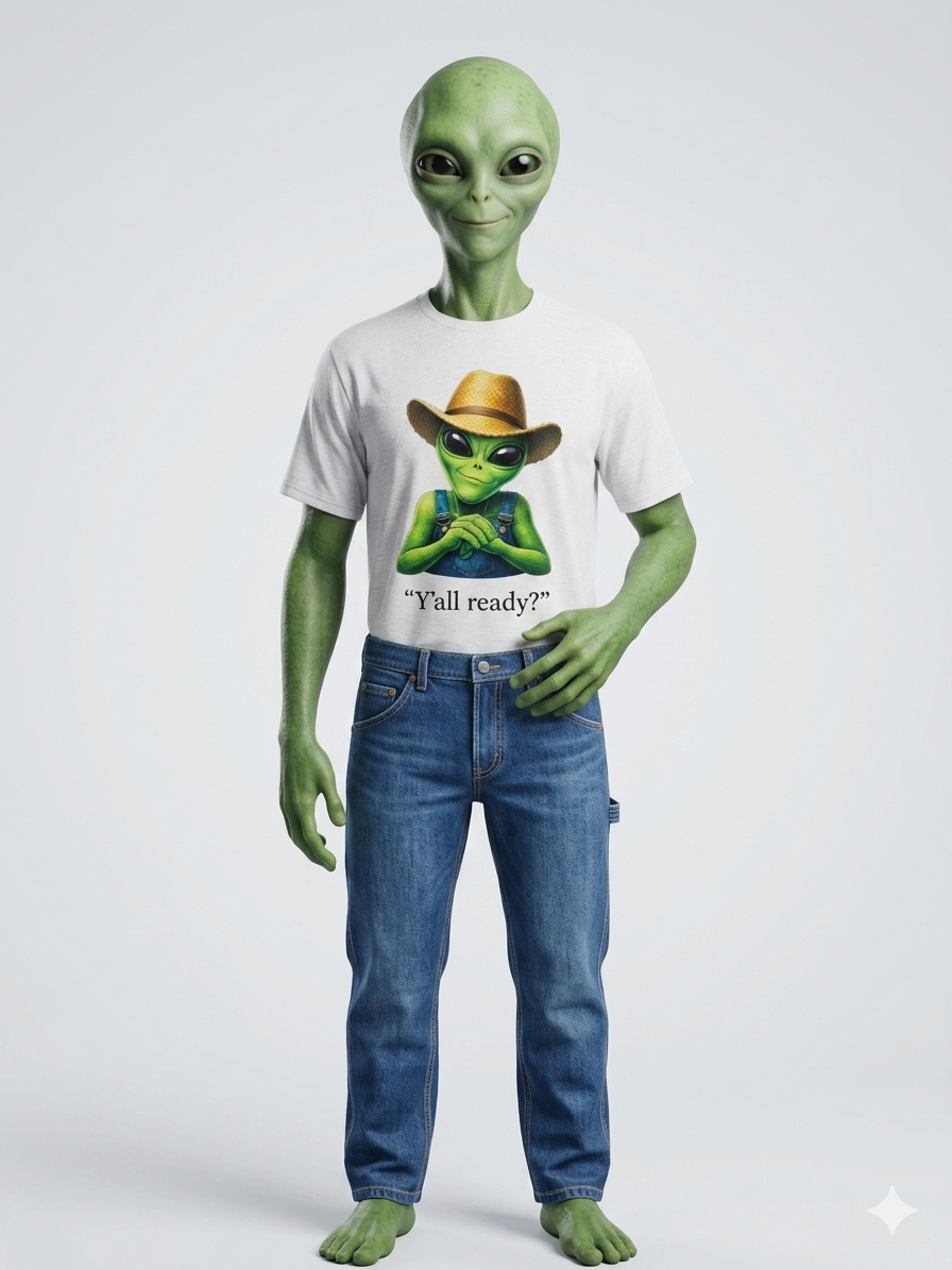 “Y’all Ready? – Country Alien Vibes Tee” Unisex Softstyle T-Shirt