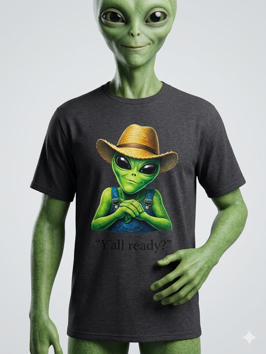 “Y’all Ready? – Country Alien Vibes Tee” Unisex Softstyle T-Shirt