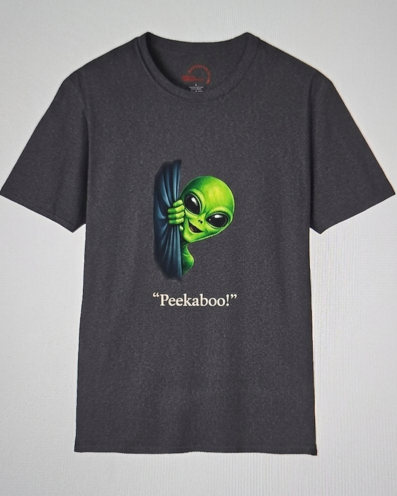 Peekaboo! – Curious Alien Surprise Tee Unisex Softstyle T-Shirt