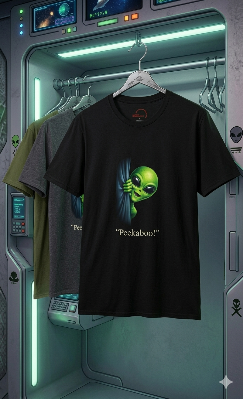 Peekaboo! – Curious Alien Surprise Tee Unisex Softstyle T-Shirt