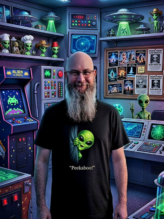 Peekaboo! – Curious Alien Surprise Tee Unisex Softstyle T-Shirt