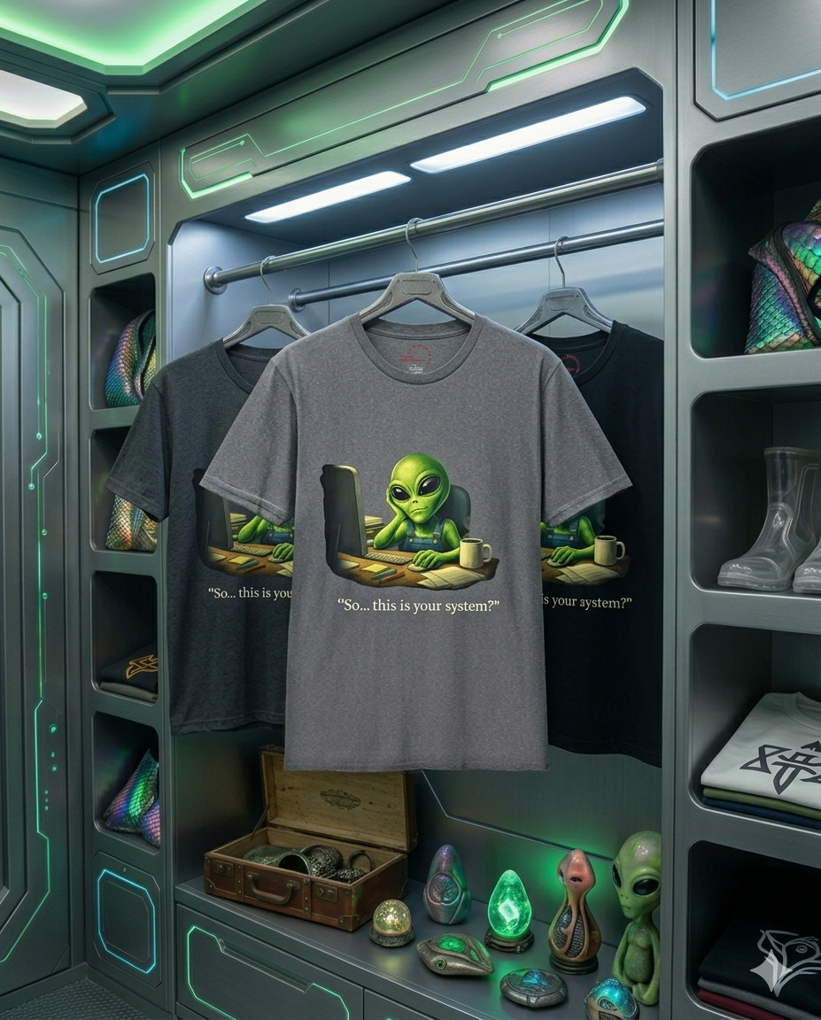 “So… This Is Your System?” – Alien Office Reality Unisex Softstyle T-Shirt