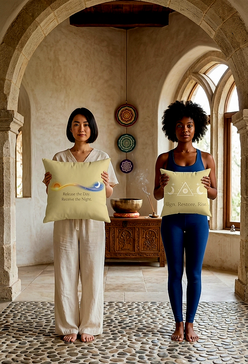 Release the Day, Receive the Night Pillow – Sun & Moon Balance Faux Suede Square Pillow