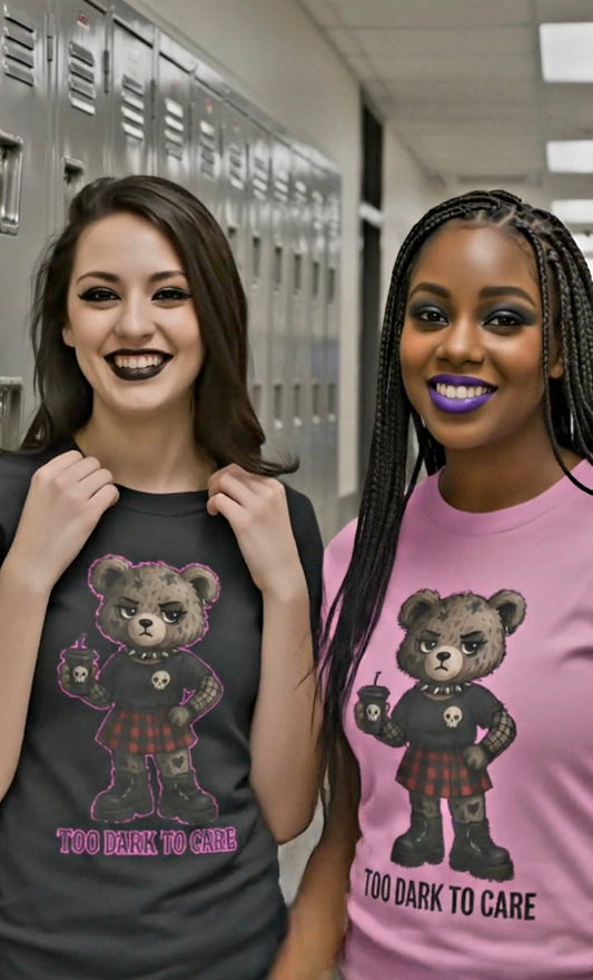 Too Dark to Care – Gothic Rebel Bear TeeUnisex Jersey Short Sleeve Tee