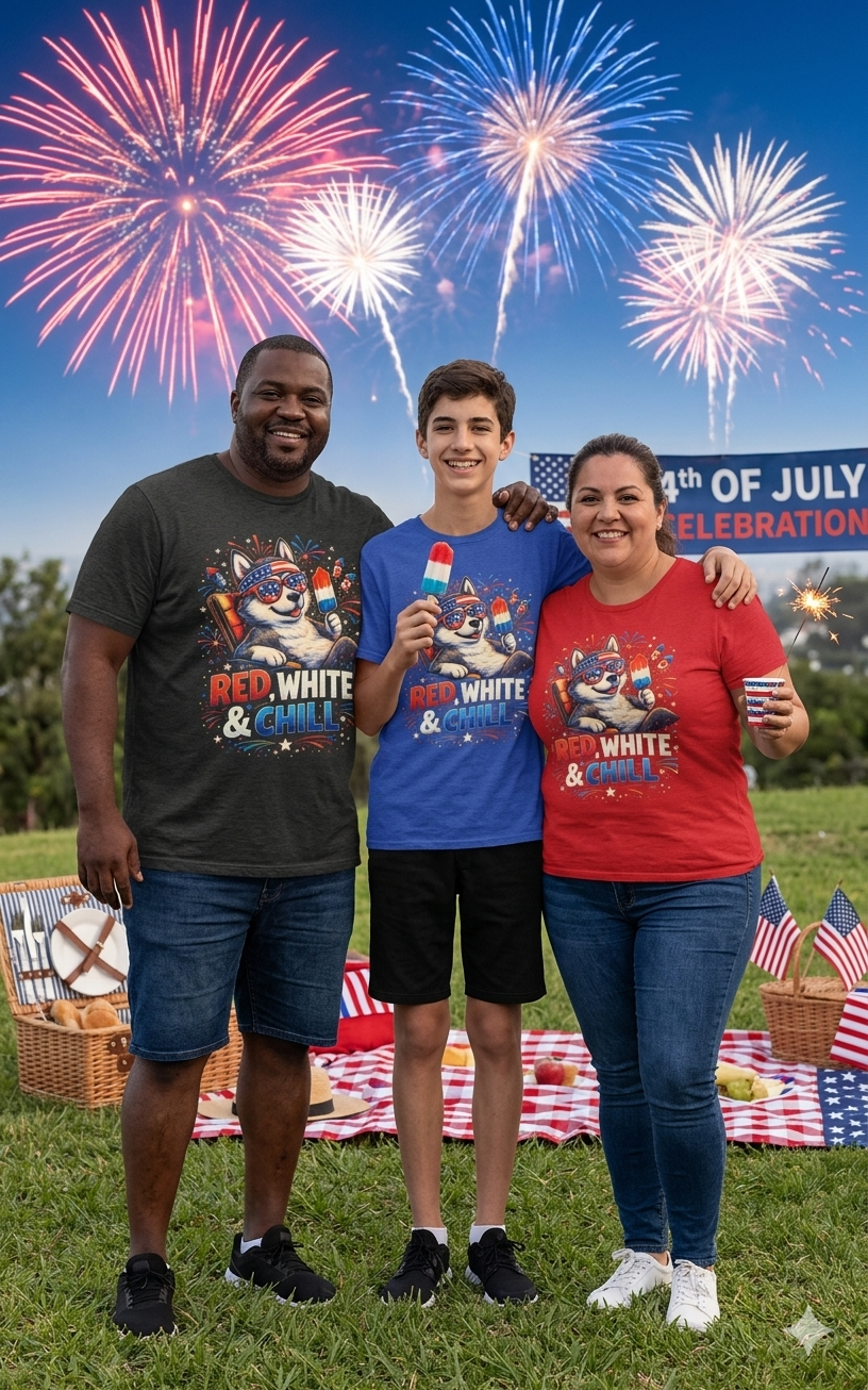 Red, White & Chill – Patriotic Pup Unisex Jersey Short Sleeve Tee