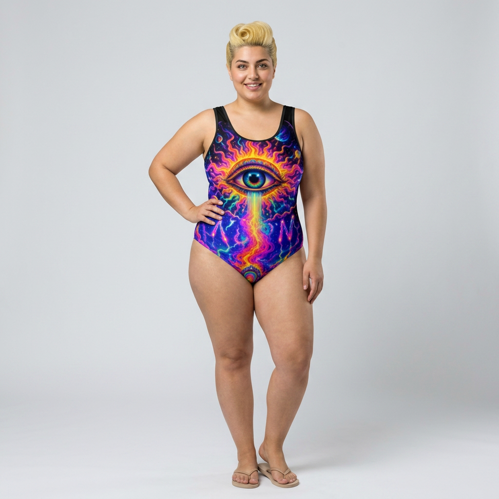 Celestial Pulse – Psychedelic Portal One-Piece Swimsuit