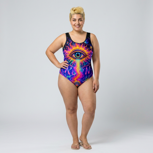 Celestial Pulse – Psychedelic Portal One-Piece Swimsuit