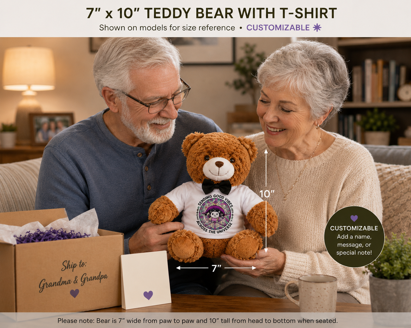 Good Vibes Across the Universe – Plush Teddy Bear with T-Shirt