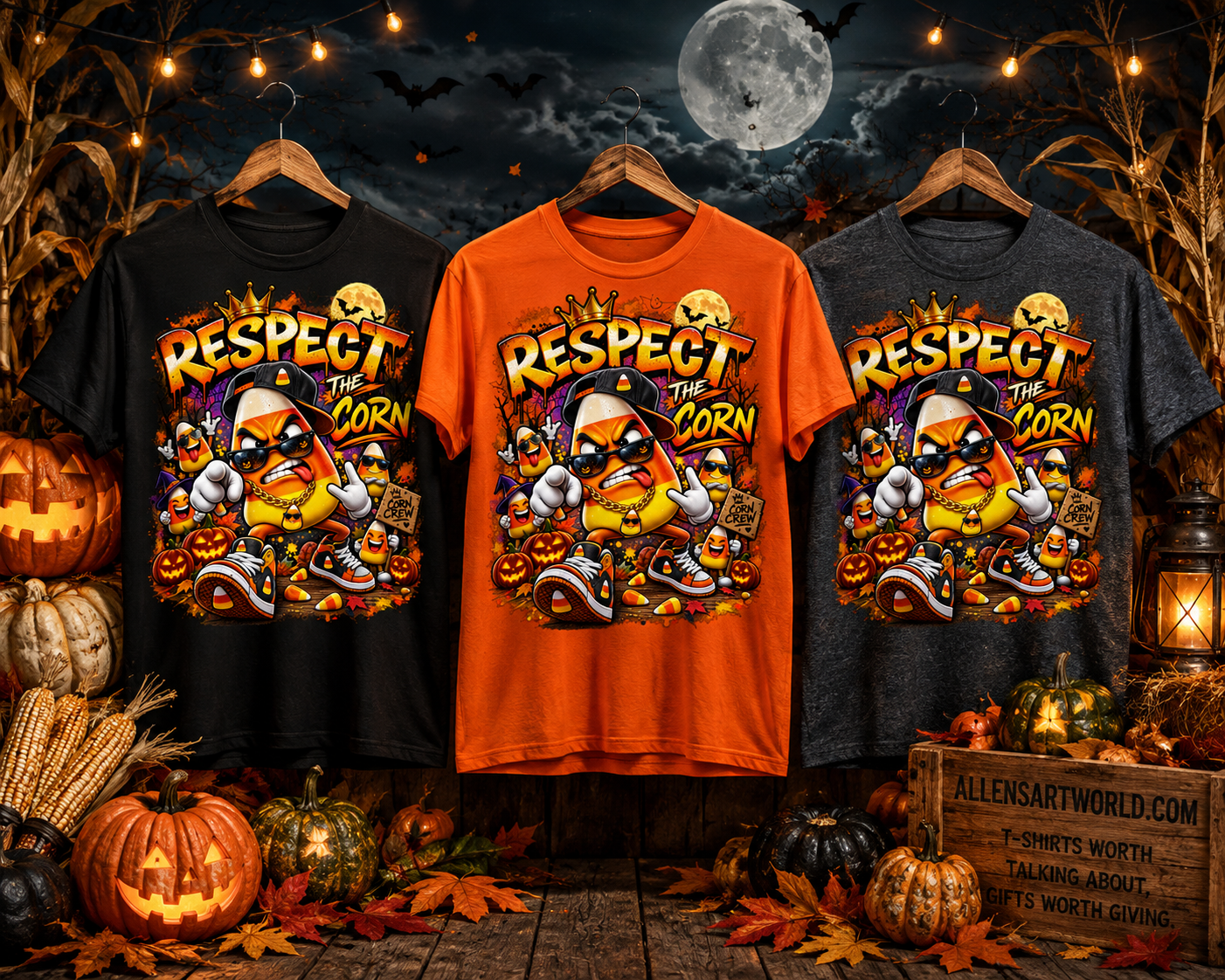 Respect the Corn – Funny Candy Corn Halloween Unisex Jersey Short Sleeve Tee