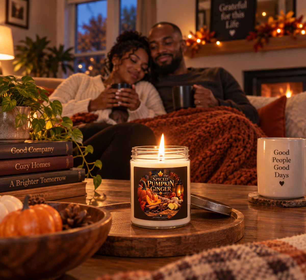 🍂 SPICED PUMPKIN GINGER –  The Light Within Home Collection Scented Soy Candles with White Lid, 9oz