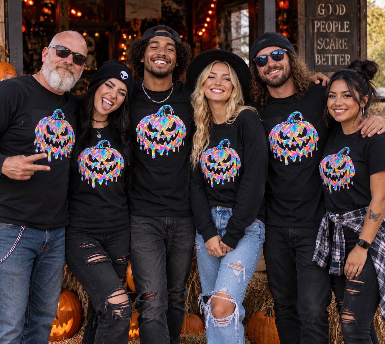 Melting Jack-O’-Lantern – Holographic Halloween unisex Jersey Long Sleeve Tee