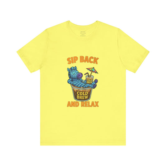Sip Back & Relax – Cold Brew Zebra Edition  Unisex Jersey Short Sleeve Tee