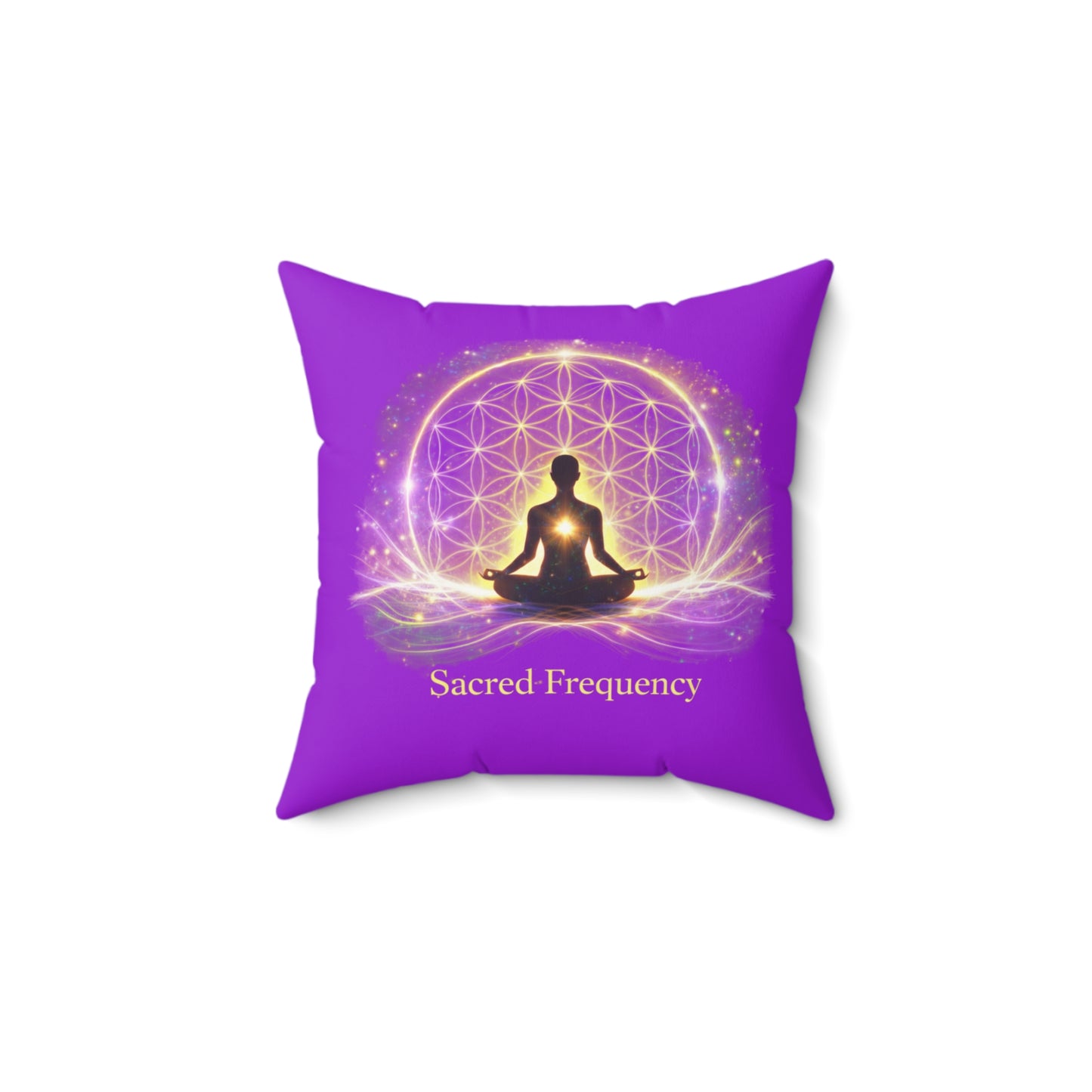 Sacred Frequency Faux Suede Square Pillow -The Light Within Home Collection
