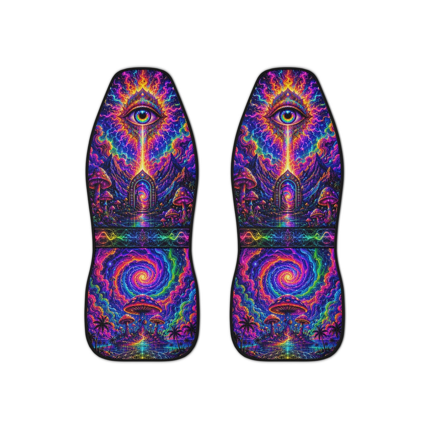 Cosmic Eye Portal Seat Covers – Neon Psychedelic Edition