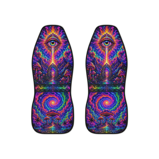 Cosmic Eye Portal Seat Covers – Neon Psychedelic Edition