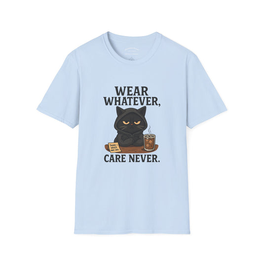 Wear Whatever, Care Never – Lovely’s Mood Unisex Softstyle T-Shirt