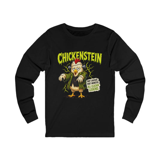 🐔⚡🎃 MEET CHICKEN STEIN.  Unisex Jersey Long Sleeve Tee