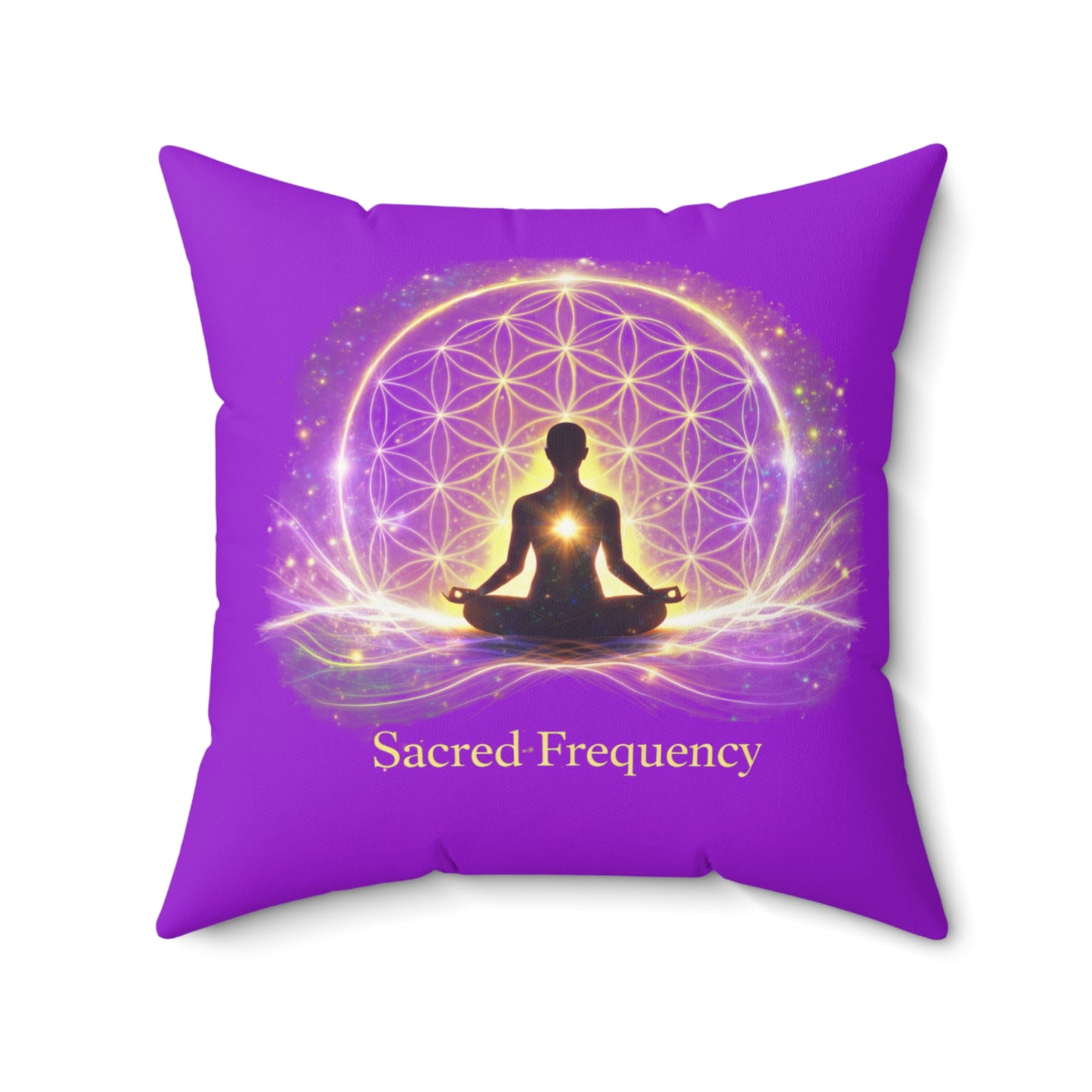 Sacred Frequency Faux Suede Square Pillow -The Light Within Home Collection