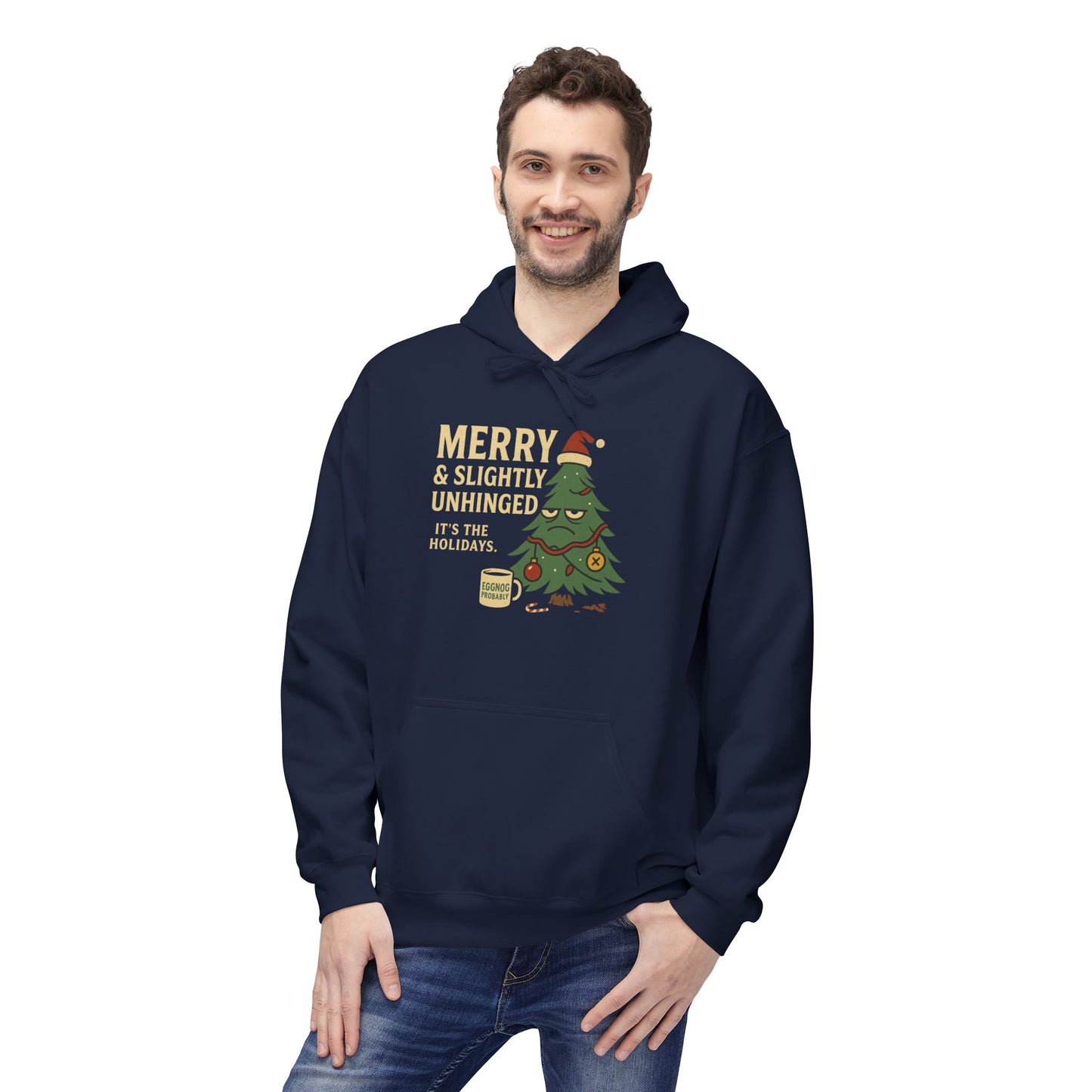 Merry & Slightly Unhinged – Holidazed Holiday Tee  Unisex Midweight Softstyle Fleece Hoodie
