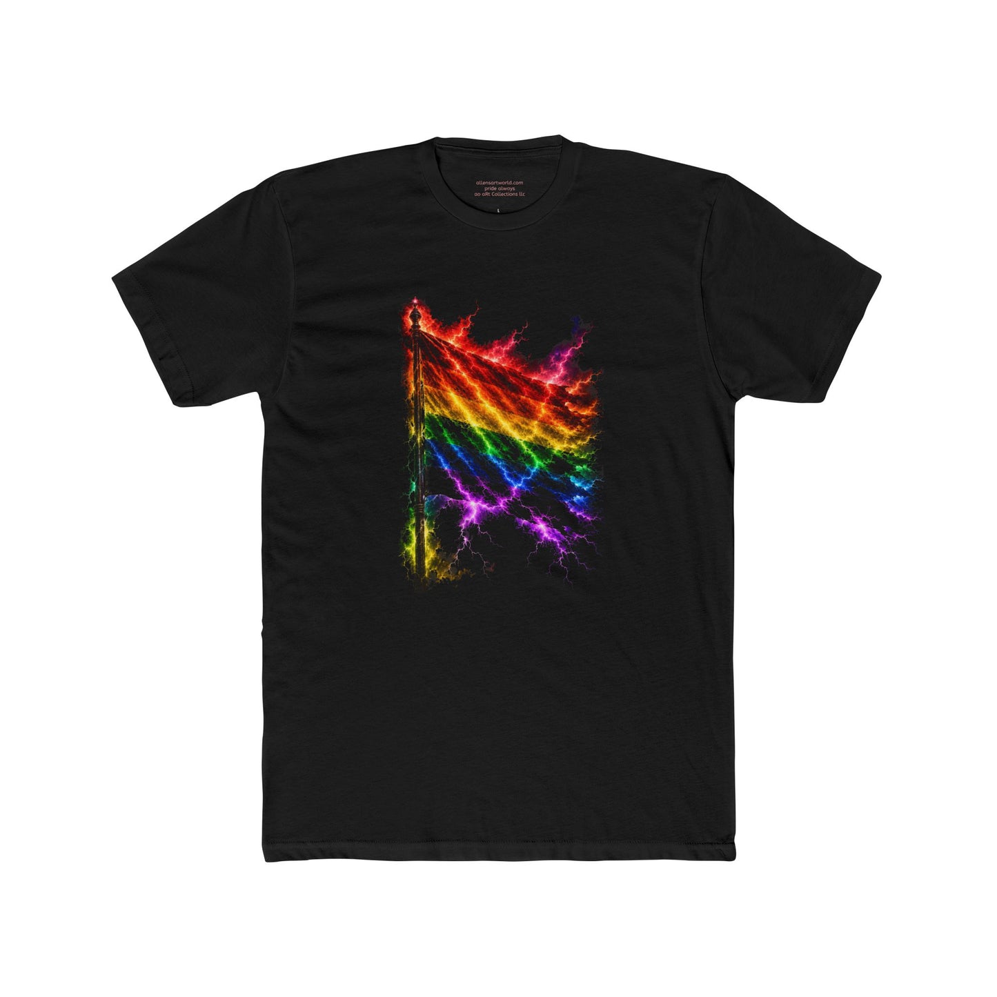Electric Pride Flag – Neon Flame Unity 🌈⚡Unisex Cotton Crew Tee