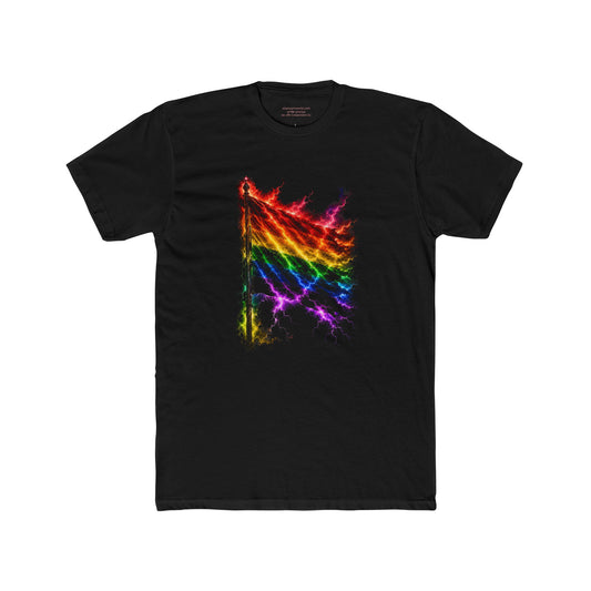 Electric Pride Flag – Neon Flame Unity 🌈⚡Unisex Cotton Crew Tee