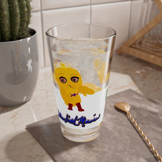 "Mellowbird" Marvin, the chillest of the 420 frinzz. Drinking & Mixing Glass, 16oz