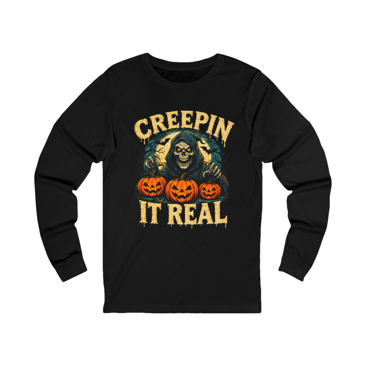 🎃 CREEPIN’ IT REAL 💀 Unisex Jersey Long Sleeve Tee