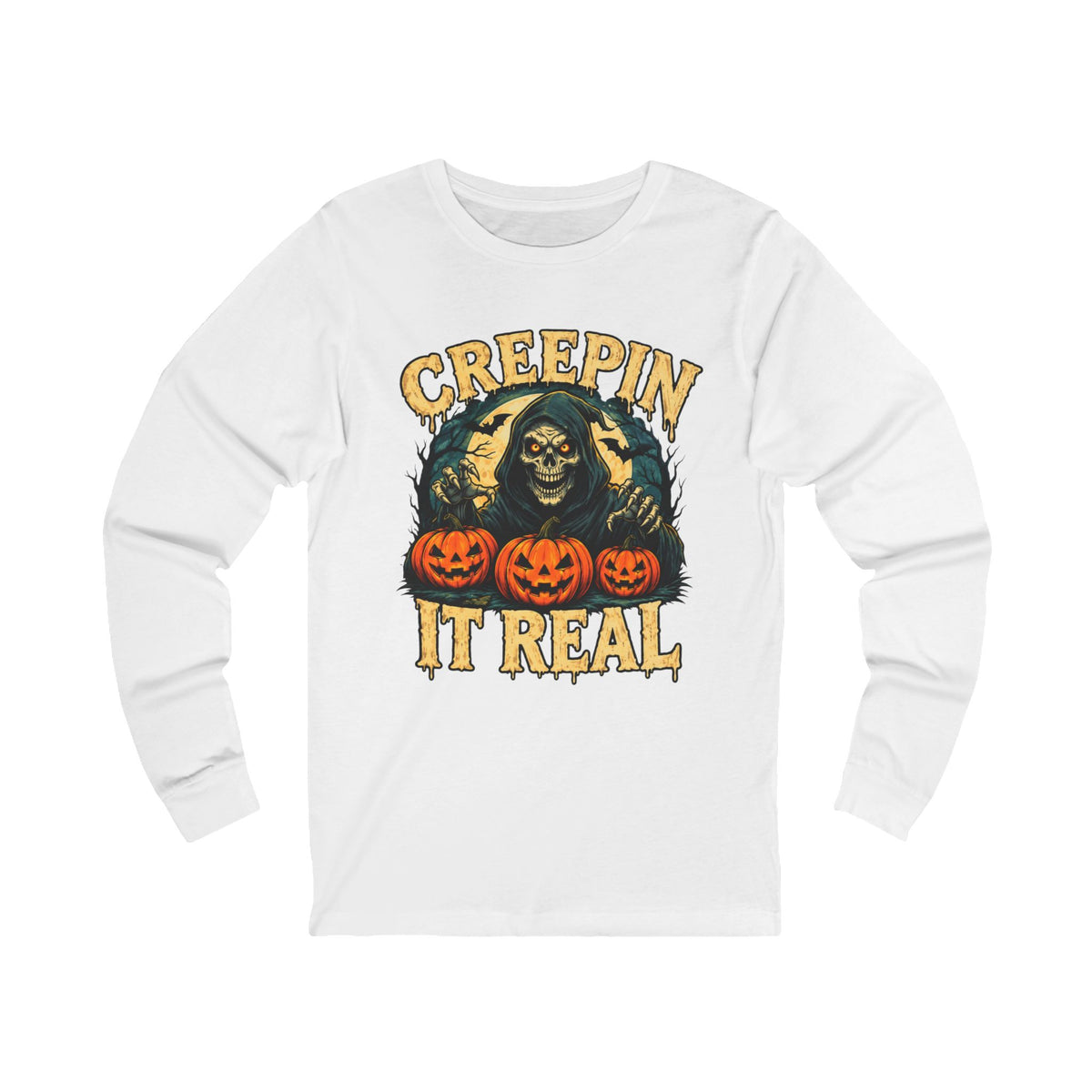 🎃 CREEPIN’ IT REAL 💀 Unisex Jersey Long Sleeve Tee