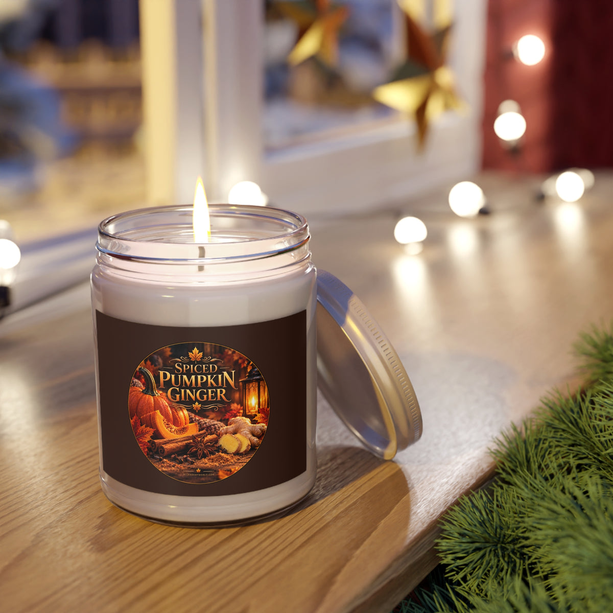 🍂 SPICED PUMPKIN GINGER –  The Light Within Home Collection Scented Soy Candles with White Lid, 9oz