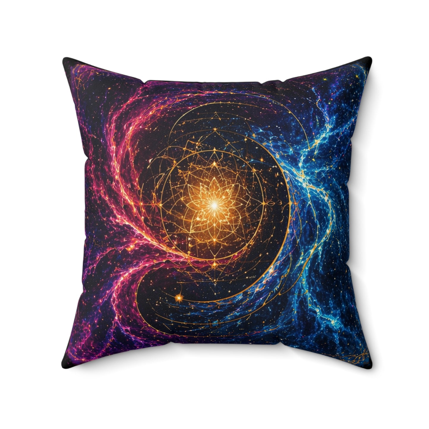 Cosmic Harmony Sacred Geometry - Faux Suede Pillow -The Light Within Home Collection
