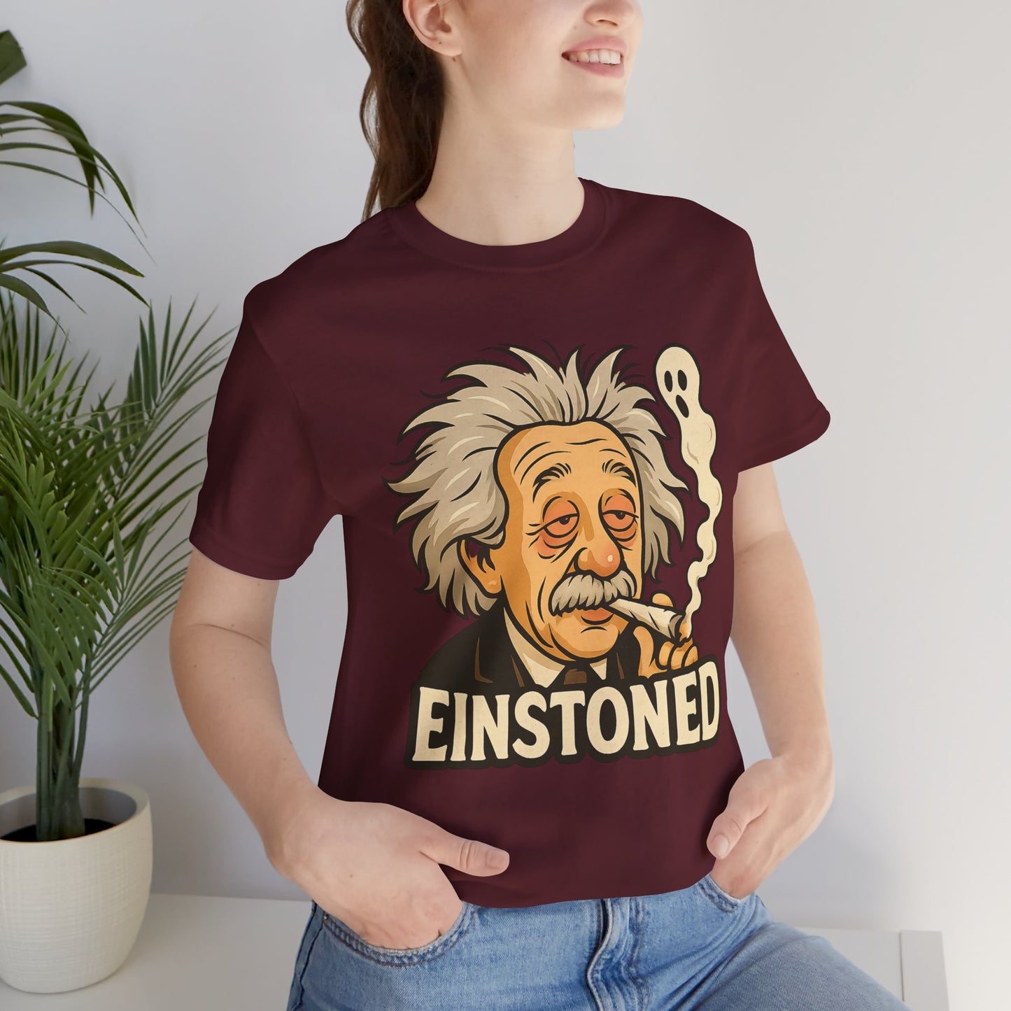 ⏰4️⃣2️⃣0️⃣🌿😂🧠 EINSTONED — Signature Face Tee (Laugh Out Loud · E-I-N-S-T-O-N-E-D Series) Unisex Jersey Short Sleeve Tee