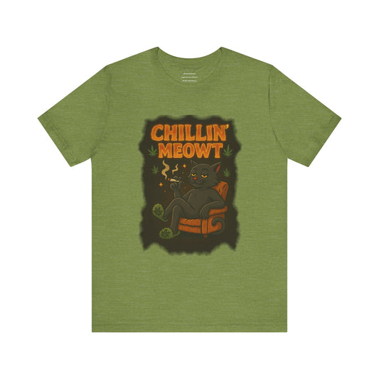 😼 Chillin’ Meowt – Fuzzy Vibes & Feline Highs  Unisex Jersey Short Sleeve Tee