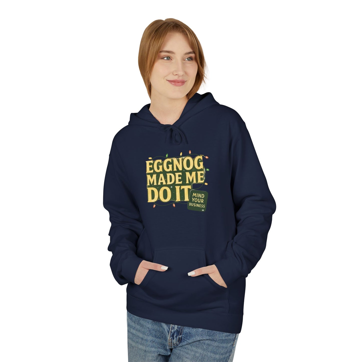 The Eggnog Made Me Do It Holiday Unisex Midweight Softstyle Fleece Hoodie