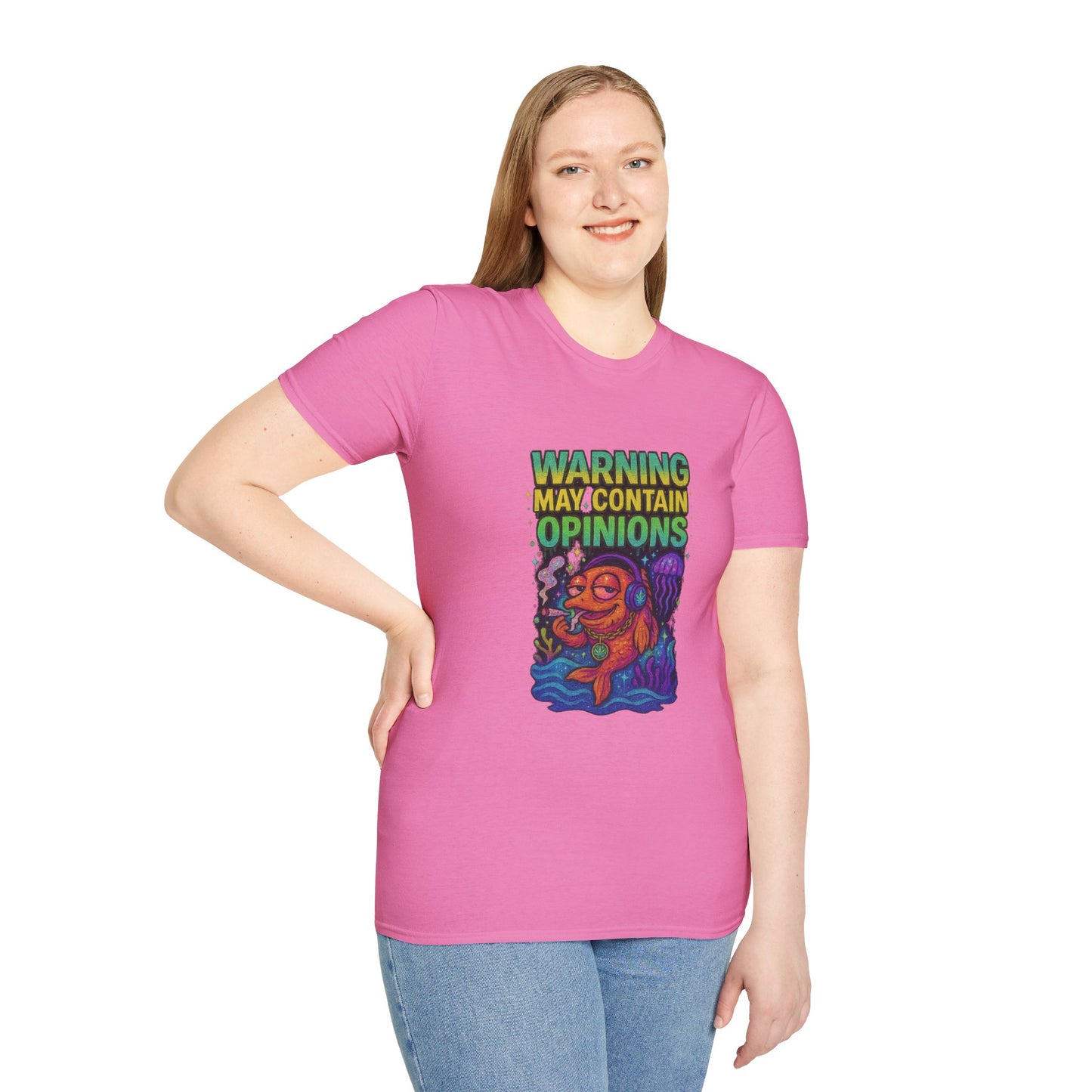 Warning May Contain Opinions - 420 comedy series Unisex Softstyle T-Shirt