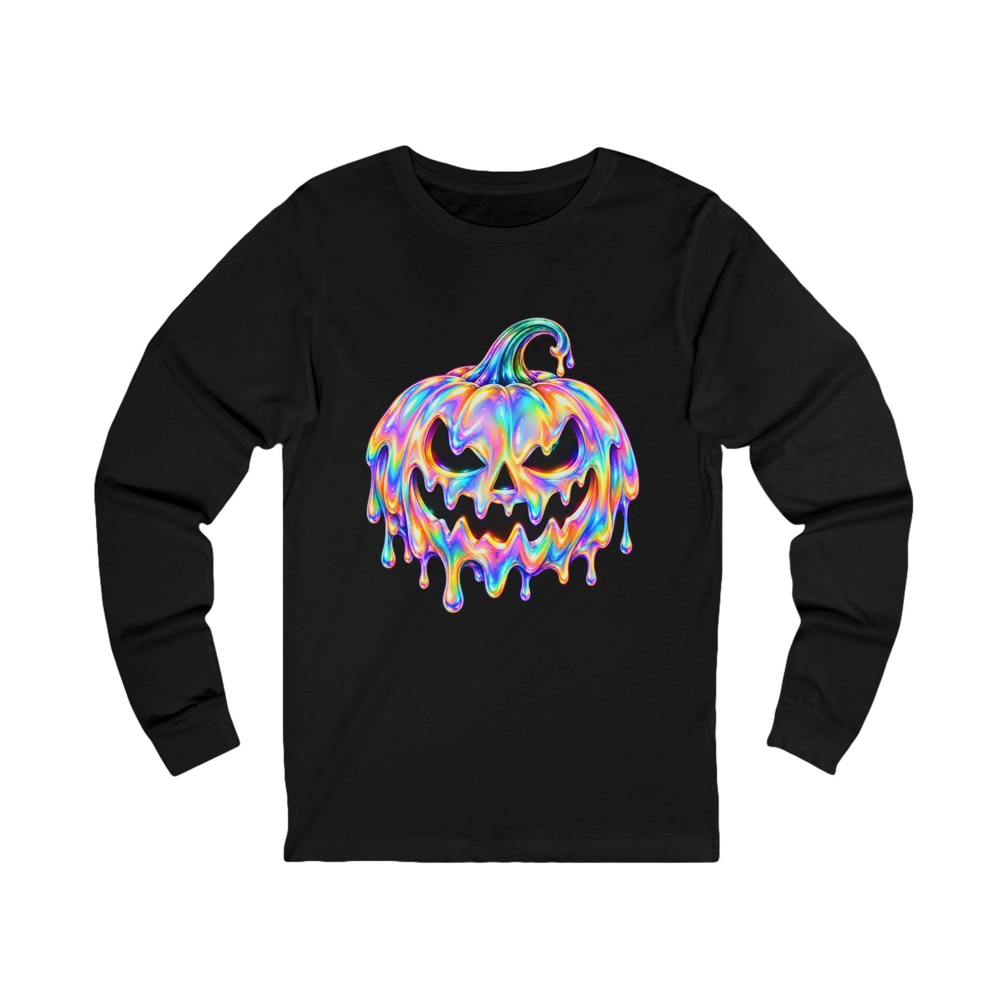 Melting Jack-O’-Lantern – Holographic Halloween unisex Jersey Long Sleeve Tee