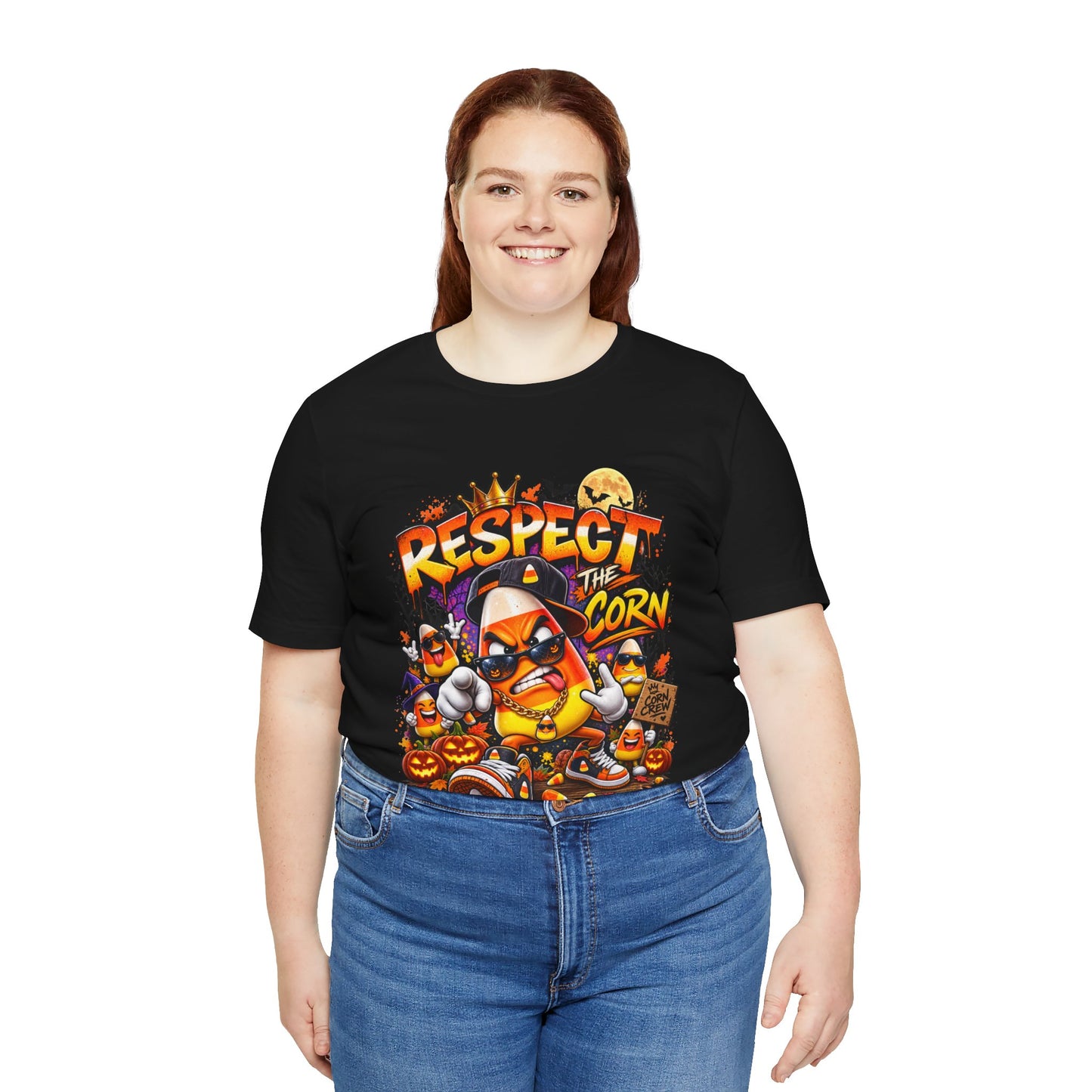 Respect the Corn – Funny Candy Corn Halloween Unisex Jersey Short Sleeve Tee