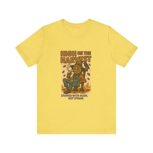 🌽 High on the Harvest – Stuffed with Kush, Not Straw  Unisex Jersey Short Sleeve Tee