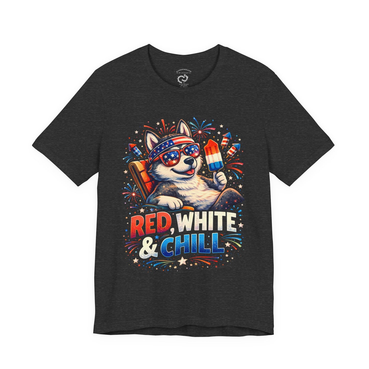Red, White & Chill – Patriotic Pup Unisex Jersey Short Sleeve Tee