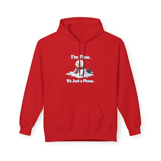 “I’m Fine. It’s Just a Phase.” Snowman Holiday Unisex Midweight Softstyle Fleece Hoodie