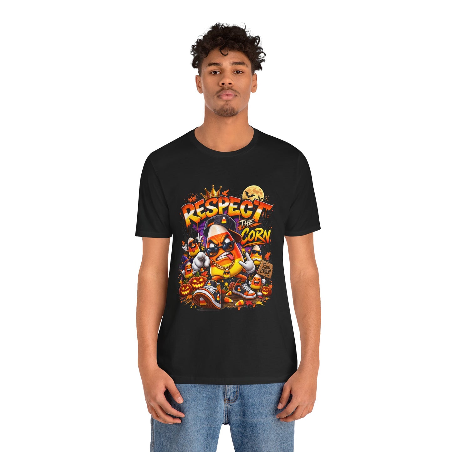 Respect the Corn – Funny Candy Corn Halloween Unisex Jersey Short Sleeve Tee