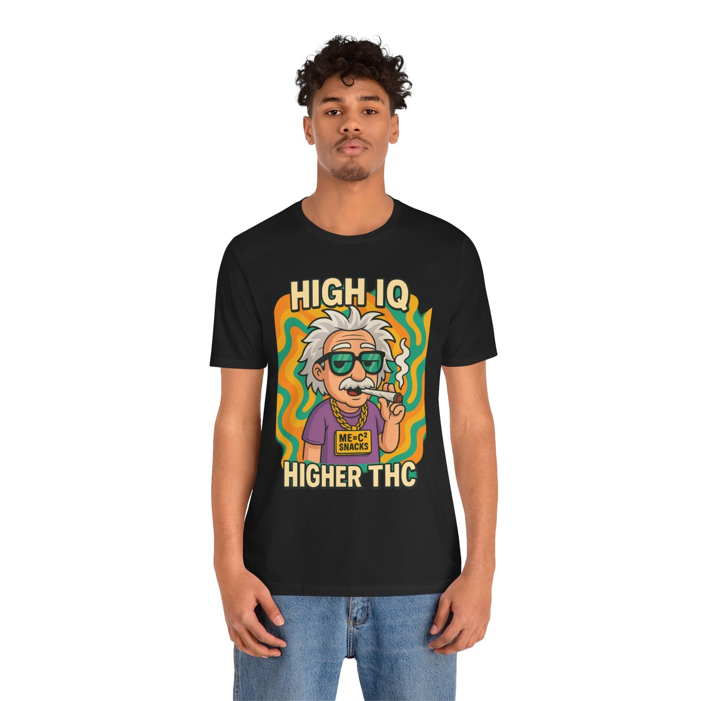 Einstoned Theory — High IQ, Higher THC   Unisex Jersey Short Sleeve Tee
