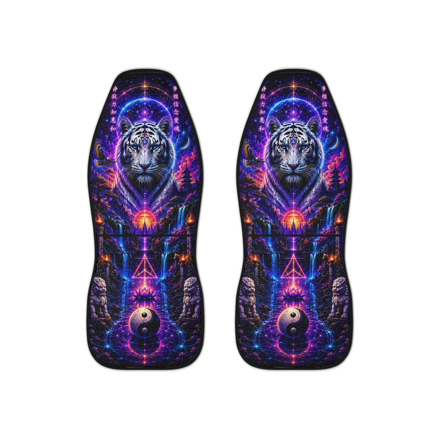 White Tiger Guardian Seat Covers – Celestial Yin Yang Edition