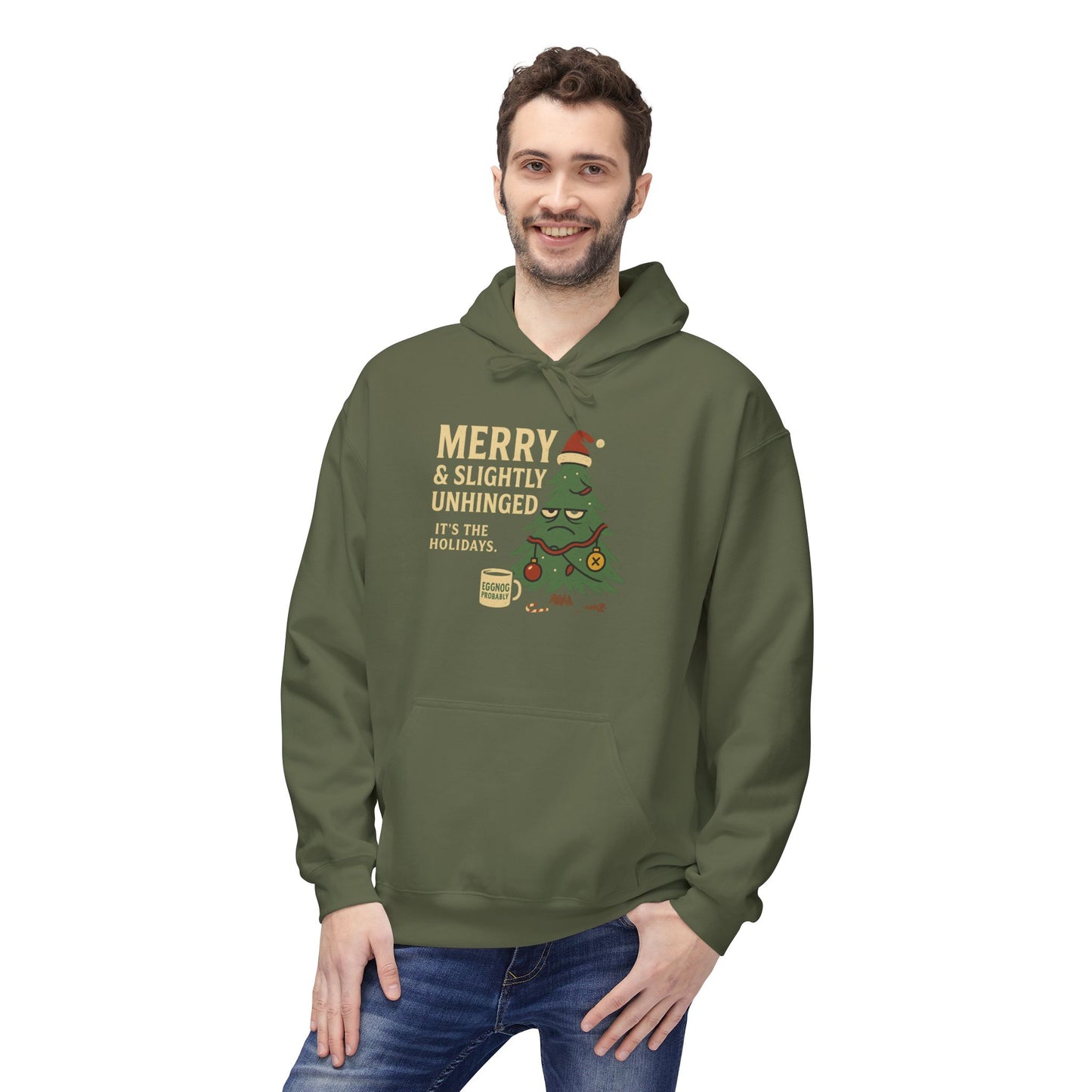 Merry & Slightly Unhinged – Holidazed Holiday Tee  Unisex Midweight Softstyle Fleece Hoodie