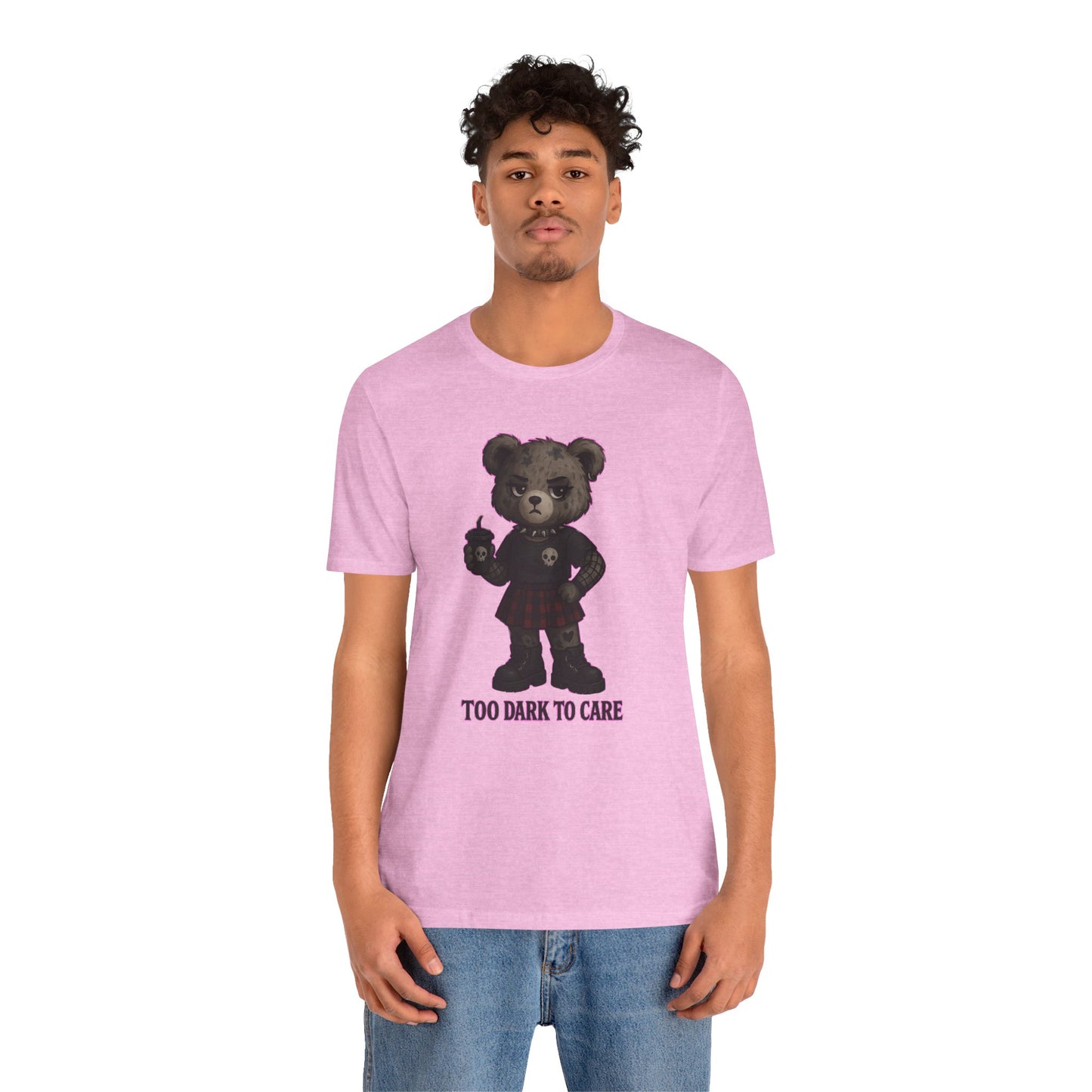 Too Dark to Care – Gothic Rebel Bear TeeUnisex Jersey Short Sleeve Tee