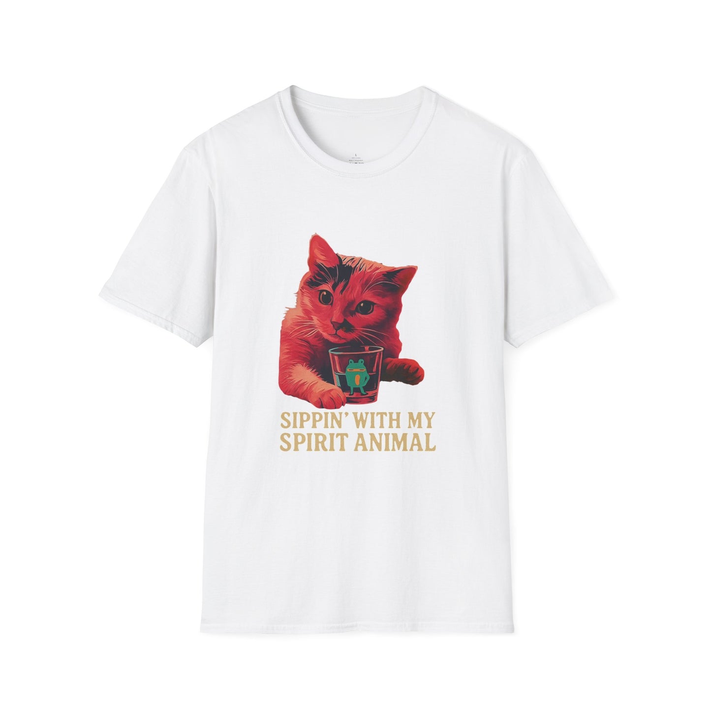 Sippin’ with My Spirit Animal – Featuring LilGuy the Cat  Unisex Softstyle T-Shirt