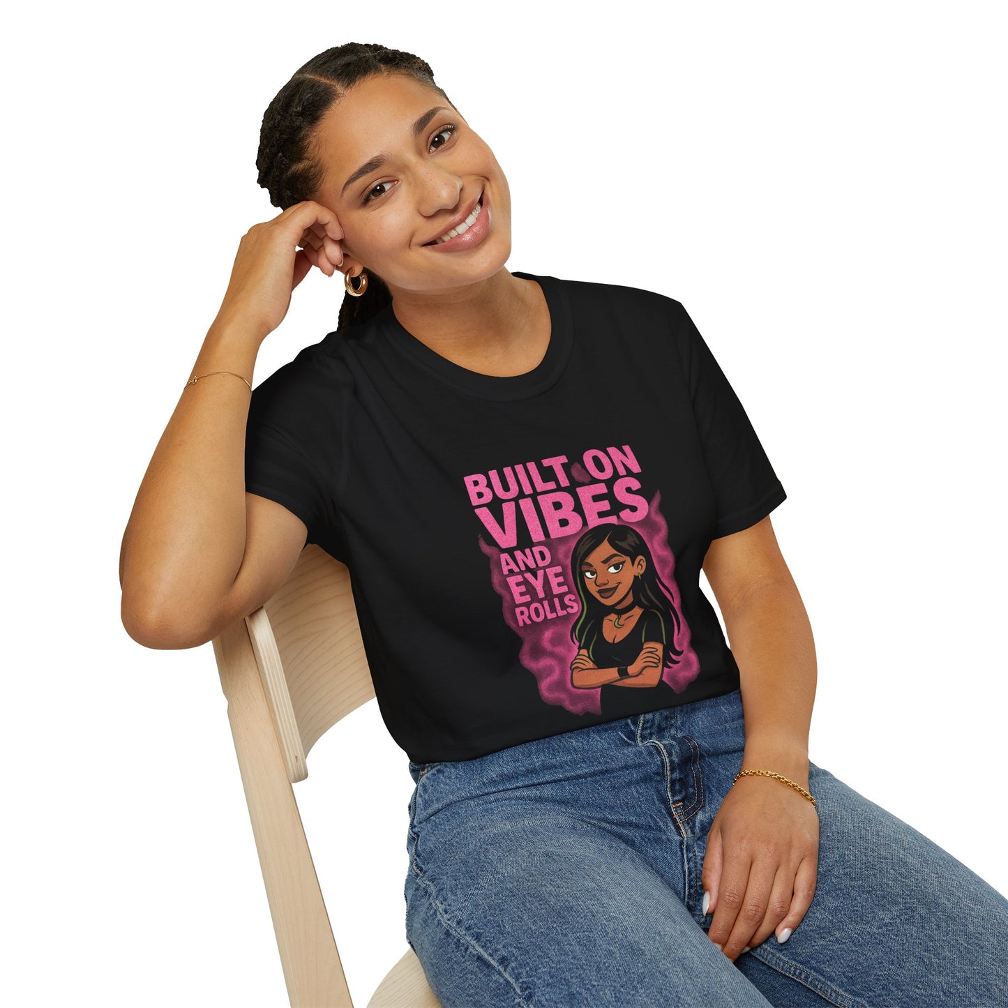 🖤 Built on Vibes & Eye Rolls   Unisex Softstyle T-Shirt